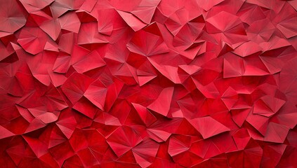 Naklejka premium Abstract Red Geometric Background with 3D Polygonal Triangles and Faceted Low Poly Design