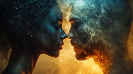 Two figures in a soft glow share a heartfelt moment