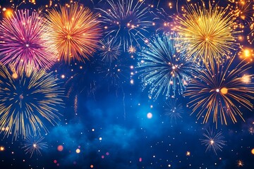 Fototapeta premium Festive Fireworks Night Sky Background18