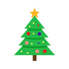 Christmas tree vector illustration with decorations and winter holiday theme