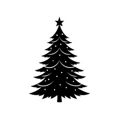 Christmas tree vector illustration with green fir branches and winter holiday decorations