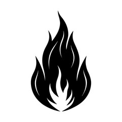 Burning bonfire silhouette isolated on white background vector illustration
