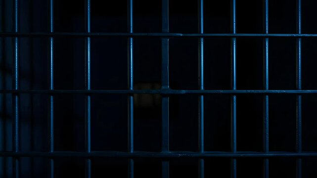 Prison Cell Bars Casting Shadows: Symbolizing Confinement and Loss of Freedom