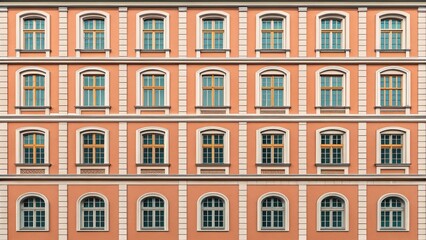Fototapeta premium Symmetrical architecture structure urban location building facade modern environment front view visual harmony and design