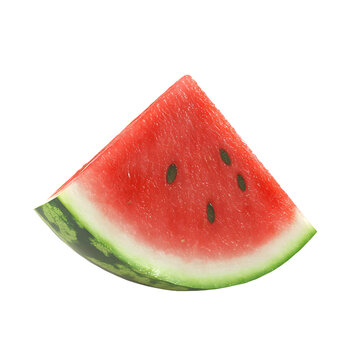 Fresh red watermelon slice isolated on white, a juicy, ripe, and healthy summer fruit snack PNG Transparent Background