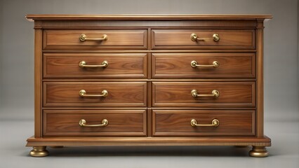 Classic Wooden Dresser with Brass Handles