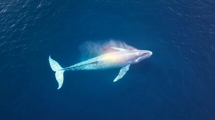 Fototapeta premium Majestic white fish swimming in deep blue ocean, graceful movements highlighting serene underwater beauty, perfect for marine themes.