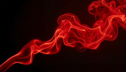 Fototapeta premium Ethereal red smoke swirling on black background, captivating mystique