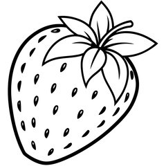 Modern Strawberry Line Drawing Vector