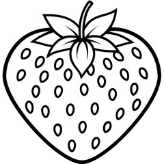 Modern Strawberry Line Drawing Vector