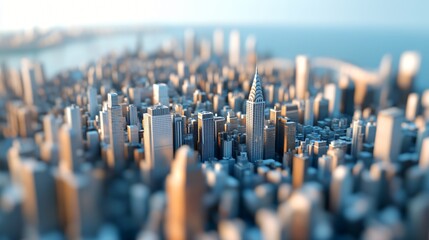 Obraz premium Aerial view of a bustling cityscape, high-rise buildings and vibrant skyline, showcasing urban life and architectural diversity.