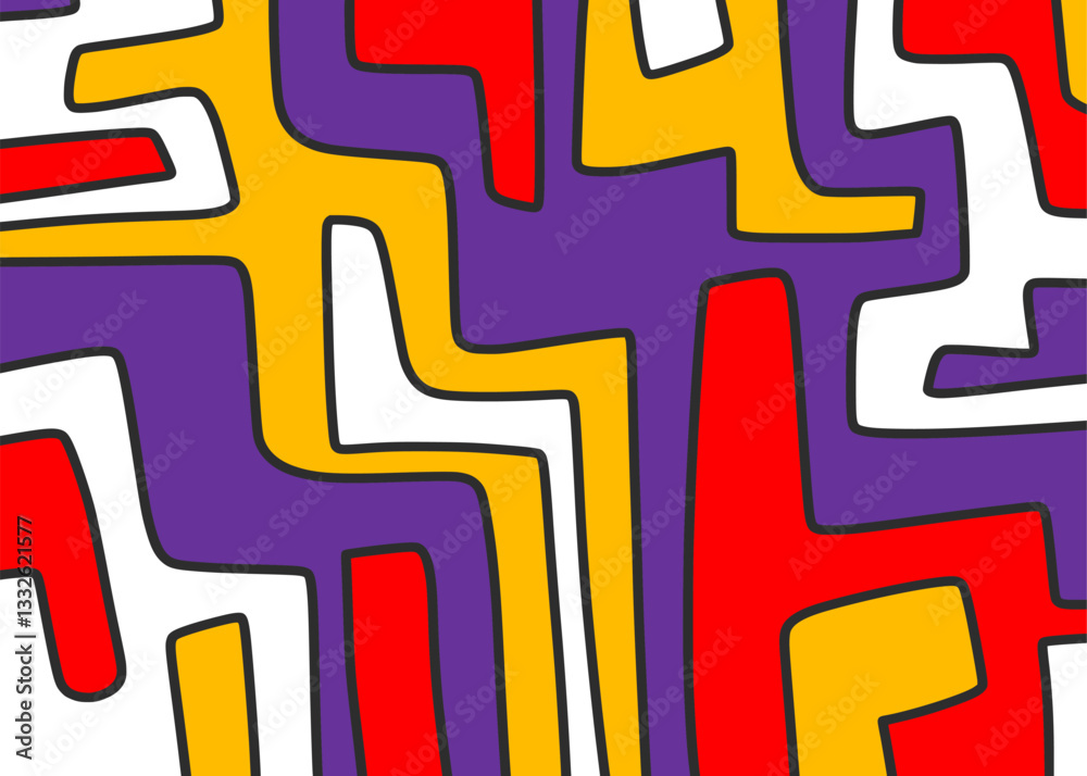 Poster minimalist background with seamless colorful maze line pattern