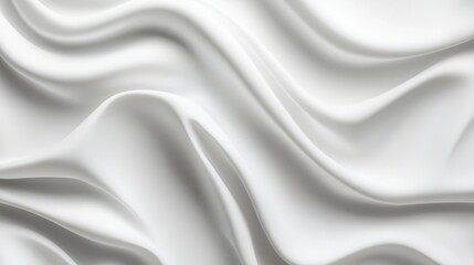 Fototapeta premium Silky white fabric draped elegantly, smooth texture with gentle folds, ideal for fashion or interior design backgrounds.