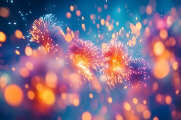 Obraz premium Magical Blue Night Celebration Light Background