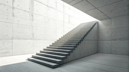 Floating concrete steps in an infinity space modern architecture minimalist design indoor environment perspective view symbolizing progress and possibility