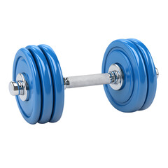 Naklejka premium Vibrant Blue Dumbbell with Detailed Texture and Chrome Accents Isolated