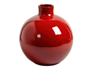 Isolated Spherical Deep Red Ceramic Vase with Subtle Reflections