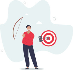 Success reaching goal or target, victory or winner, accuracy and achievement to hit target bullseye, efficiency or perfection concept.flat character life .