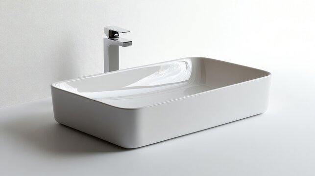 Contemporary Ceramic Rectangular Washbasin Design