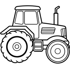 Modern Tractor Line Art Vector