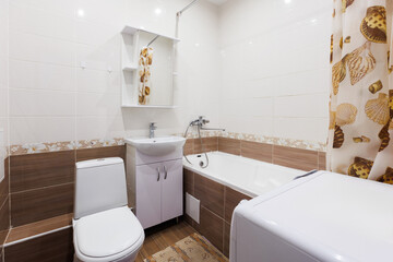 modern bathroom room with toilet and washing machine