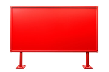 Fototapeta premium A blank red billboard stands prominently against a neutral backdrop, providing ample space for advertisements or messages, ready for creative use.
