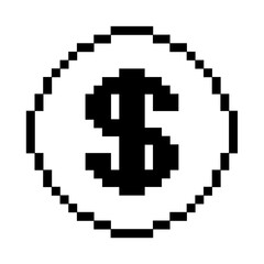 Pixelated Dollar Sign Symbol Icon