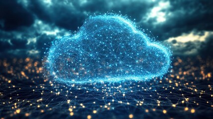 Digital Cloud Network: Abstract Representation of Global Connectivity and Data Storage