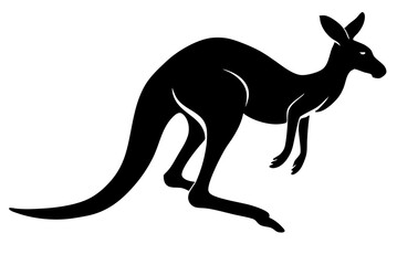 kangaroo black silhouette vector, Simple silhouette Design vector icon with white background. Wild animal vector
