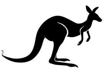 kangaroo black silhouette vector, Simple silhouette Design vector icon with white background. Wild animal vector
