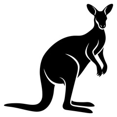 kangaroo black silhouette vector, Simple silhouette Design vector icon with white background. Wild animal vector