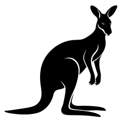 kangaroo black silhouette vector, Simple silhouette Design vector icon with white background. Wild animal vector