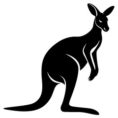 kangaroo black silhouette vector, Simple silhouette Design vector icon with white background. Wild animal vector