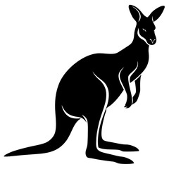 kangaroo black silhouette vector, Simple silhouette Design vector icon with white background. Wild animal vector