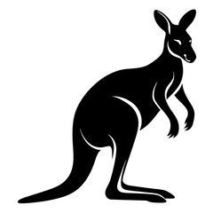 kangaroo black silhouette vector, Simple silhouette Design vector icon with white background. Wild animal vector