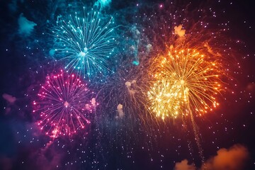 Multicolored Fireworks Celebration Sky Background