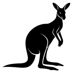 kangaroo black silhouette vector, Simple silhouette Design vector icon with white background. Wild animal vector