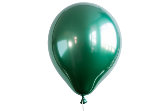 Green helium balloon with glossy surface reflection, cut out transparent - Powered by Adobe