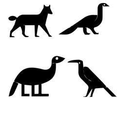 set of silhouettes of animals