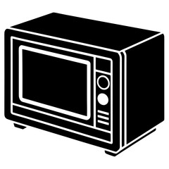 Fototapeta premium microwave oven black silhouette vector, Simple silhouette Design vector icon with white background. home appliances vector