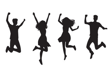 vector silhouette of casual young man standing and jumping