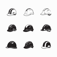 Hard hat or safety helmet icon set. . Vector illustration isolated on white background.