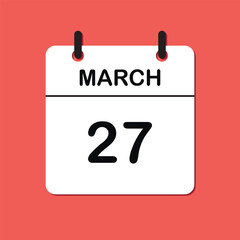 March 27. Daily Calendar icon for design. Simple design for business brochure, flyer, print media, advertisement. Easily editable.