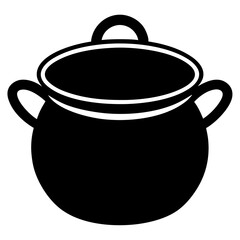 Pot black silhouette vector, Simple silhouette Design vector icon with white background.