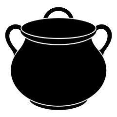 Pot black silhouette vector, Simple silhouette Design vector icon with white background.