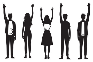 Fototapeta premium vector silhouette of casual young man standing and jumping