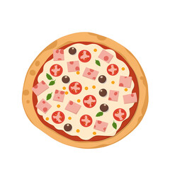 Delicious Pizza Clipart – Cheesy & Tasty 2D Flat Cartoon Illustrations