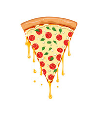 Delicious Pizza Clipart – Cheesy & Tasty 2D Flat Cartoon Illustrations