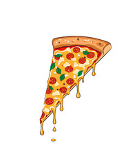 Delicious Pizza Clipart – Cheesy & Tasty 2D Flat Cartoon Illustrations