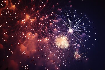 Obraz premium Pink and Blue Fireworks Festival Bokeh Background